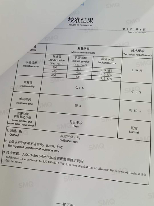 氣體檢測儀校準(zhǔn)報告